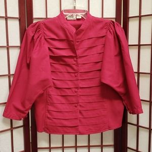 Vintage 80's rich red cotton pleated top